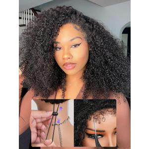 Kinky Curly Half Wig Virgin Hair | Seamless 4C Edges | Flip Over Drawstring | 3C/4A Protective Style | True-To-Length 20" | 3-in-1 Styling Glueless | Daily Wear Comfort (Natural Black)