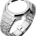 GA2100 Metal Watch Band Case Replacement Kit, Stainless Steel Strap Bezel Accessories Compatible with Casio Mens G-Shock GA2100/GA-2110 Watches (Silver)