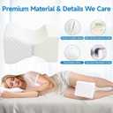 SweetSlubr Memory Foam Knee Pillow for Side Sleepers, Support Leg Pillow for Side Sleeping, Smooth Spine Alignment Pillow, Cushion for Hip, Back, Sciatica, Knee, Joints Pain Relief, White