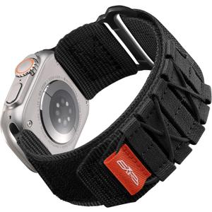 Bandletic Nylon Bands Compatible with Apple Watch Ultra 3/Ultra 2 Band 49mm for Men 46mm 45mm 44mm 42mm(Series 3), Rugged Tactical Sport Strap for iWatch Series 11 10 9 8 7 6 5 4 SE 3 2 1, S-Black
