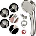 SINGSUO High Pressure Handheld Shower Head with On Off Switch, Detachable Shower Head, 3 Spray Modes Shower Massager Handheld with Hose and Adjustable Angle Bracket (Brushed Nickel)