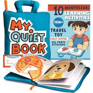 My Quiet Book - Toddler Travel Car Plane Airplane - All Parts Attached - Activity Montessori Board Book, Travel Toys for Toddlers 1-3, Gifts for 1 2 3 4 Year Old Girl, Birthday Gifts Toys Age 2-4 (Blue)