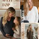 Huukeay 3 Pack Women's Thermal Maternity Shirts Long Sleeve Fleece Lined Pregnancy Tops Split Side V Neck Maternity Clothes (Black, S)