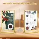 Gold Acrylic Sign Holder 4x6, 16 Pack Wedding Gold Frame Table Number Holders Vertical, Clear Picture Frames Flyer Stands Tables Menu Holder, Double Photo Paper Display Holder for Party, Home, Office