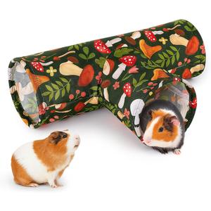 Bienbee Guinea Pig Tunnel, 3 Way Washable Guinea Pig Hideout,Foldable Rabbit Tunnel Guinea Pigs Toys for Bunny Hamster Chinchilla Ferret Rabbit Guinea Pigs Accessories Mushroom