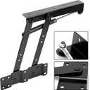 2 Pair 50kg/100lbs Folding Lift up Top Table, Gas Hydraulic Hinge Hardware, Lifting Frame Desk Mechanism Spring Hinge Bracket with 60 Screws, Tea Coffee Table Furniture Accessories
