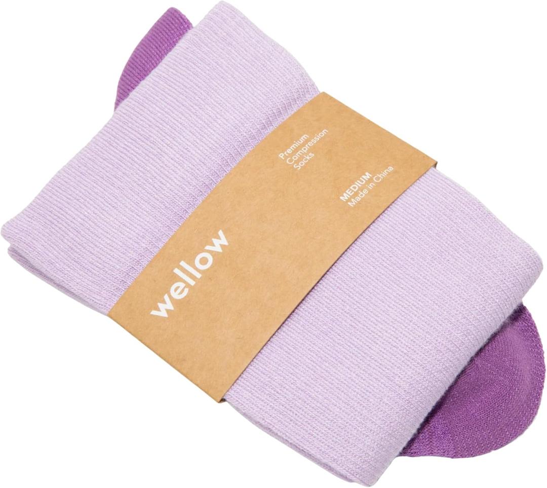 Wellow Wide Calf Compression Socks, Knee High Support, Fit for Men & Women, 18-25 mmHg, Made with Viscose from Bamboo (X-Large, Orchid Solid)