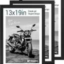 Black 13x19 Picture Frame - 3 Pack, Solid Wood Poster Frame, HD Tempered Glass, Room, Office, Gallery, Studio, and Hallway Decor - Wall Hanging