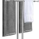 Kayfia 40" Standing Towel Rack with Weighted Marble Base, Width Adjustable & Taller Bathroom Towel Rack Stand, 2-Tier Towel Racks for Bathroom, Multiple Spaces Stainless Steel Brushed Finish