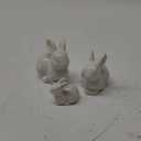 Set of Mini Ceramic Rabbit Figurines, Porcelain Easter Bunny Decorations for Home, Tabletop Ornament, Tea Ceremony Pet (3-White)