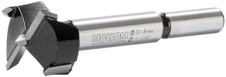 Mollom 1-1/4" (31.8mm) Forstner Drill Bit for Precise Woodworking with Durable YG8 Carbide Thickness of 2.0mm,This Hinge Cutter Tool is Ideal for Hard Wood, Plastic, Plywood 3 PACK