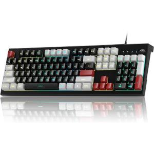 MageGee Creamy Keyboard,K2 Keyboard Wired RGB Backlit 104 Keys Waterproof Ergonomic Keyboards,PC for PC/loptop/MAC - Knight Red