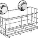 iPEGTOP Suction Cup Deep Shower Caddy Bath Wall Shelf for Large Shampoo Shower Gel Holder Bathroom Storage - Rustproof Stainless Steel (Chrome)