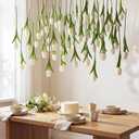 24 Pack White 5 ft Artificial Tulips Hanging Flower Garland Decorations Spring Summer Dangling Faux Tulip Floral Vine Strings with Hooks for Wall Ceiling Wedding Tea Party
