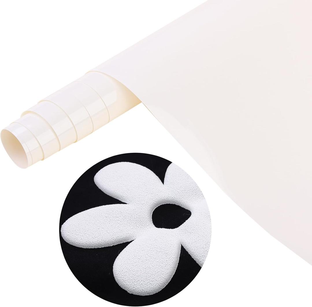 Tintnut White Puff Vinyl Heat Transfer - 10 inches x 6ft Puff HTV Roll 3D Puff Heat Transfer Vinyl Roll Foaming White Puffy HTV Iron on Vinyl for T-Shirts DIY