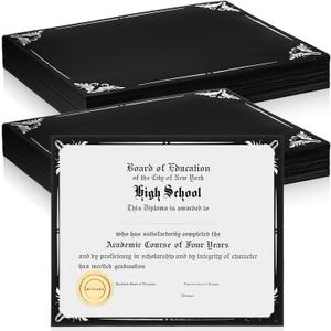 Fainne 100 Pcs Certificate Holder Foil Border 8.5 x 11 Inch Single Sided Award Certificates Cover for Letter Size Cardstock Document Paper Diploma Graduation School Marriage Supplies(Black, Silver)