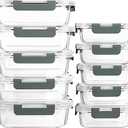 [10-Pack] Glass Meal Prep Containers with Lids, MCIRCO Food Storage Containers with Snap Locking Lids, Airtight Lunch Containers, Microwave, Oven, Freezer and Dishwasher