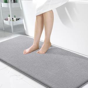 OLANLY Thick Memory Foam Bathroom Runner Rugs 47x24, Extra Soft Absorbent Long Bath Rug, Quick Dry Bath Mats, Non-Slip, Machine Washable Mat for Bathroom, Tub and Shower, Home Decor Accessories, Grey