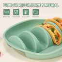 Silicone Taco Plates Holder Set of 2, Reusable Taco Holder Plates with Dividers, Taco Holders for Soft and Hard Tacos, Non-Slip Taco Holder Stands Taco Serving Tray, Dishwasher & Microwave Safe