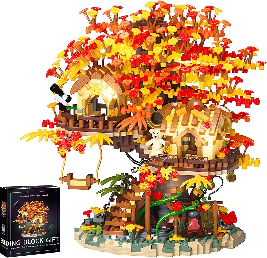 Cherry Blossom Bonsai Tree House Building Blocks Set Plants Flowers Treehouse Architecture Micro Mini Block Kits Gift for Adults and Kids2725 Pieces