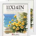 11x14 Picture Frame 2 Pack, White Solid Wood, Wall Gallery Poster Frame
