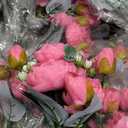 Hoteam 24 Bundles Artificial Peonies Flowers Wedding Faux Flowers Silk Peony Bouquet Bulk Bride Fake Florals Arrangements for Table Centerpieces Wedding Party Vase Decor (Hot Pink)