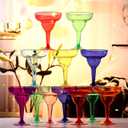48 Packs Plastic Clear Margarita Glass Cups Bulk 8 Colors 12 oz Disposable Cinco De Mayo Party Decoration for Fun Taco Party Supplies, Neon Cocktail Cups, Mexican Theme for Carnivals, Dia De Muertos, 48 Count