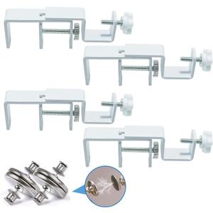 Outside Mounted Blinds Curtain Rod Bracket Attachment, 1.3 - 2 inches Wide Track, Tool - Free & Drill - Free, with Installation Guide and Curtain Magnet Buckle (White-4PCS)