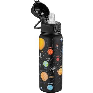 OLDLEY 20 Oz Insulated Stainless Steel Water Bottle For Kids, With Straws Leak-proof, Kids Water Bottles For School Boys Girls,Solar System