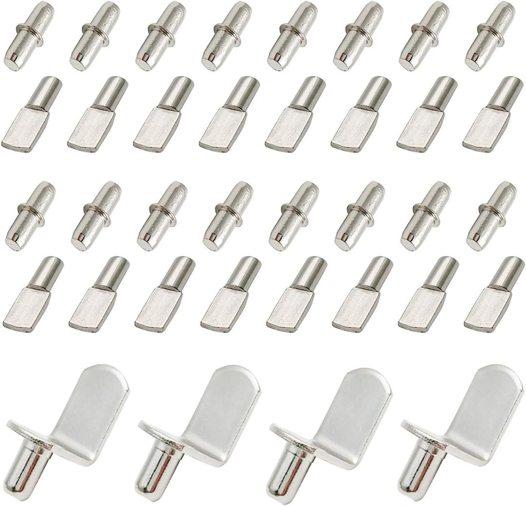 60 Pieces Shelf Bracket Pegs Stainless Steel Shelf Pins Support, Nickel Plated Shelf Pins, 3 Styles