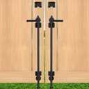 24 Inch Cane Bolt Gate Drop Rod Heavy Duty Gate Hardware, Gate Ground Latch for Wooden Fences, Metal Gates Doors Stopper for Gate Ground, Wrought Iron Gate Latches, Black Finish(2 Pack)