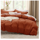 Bedsure Terracotta Duvet Cover King Size - 3 Pieces Prewashed Cotton-Like Extra Soft Bedding Set, Includes 1 Duvet Cover 104x90 Inches with Zipper Closure & 2 Pillow Shams, Comforter Not Included