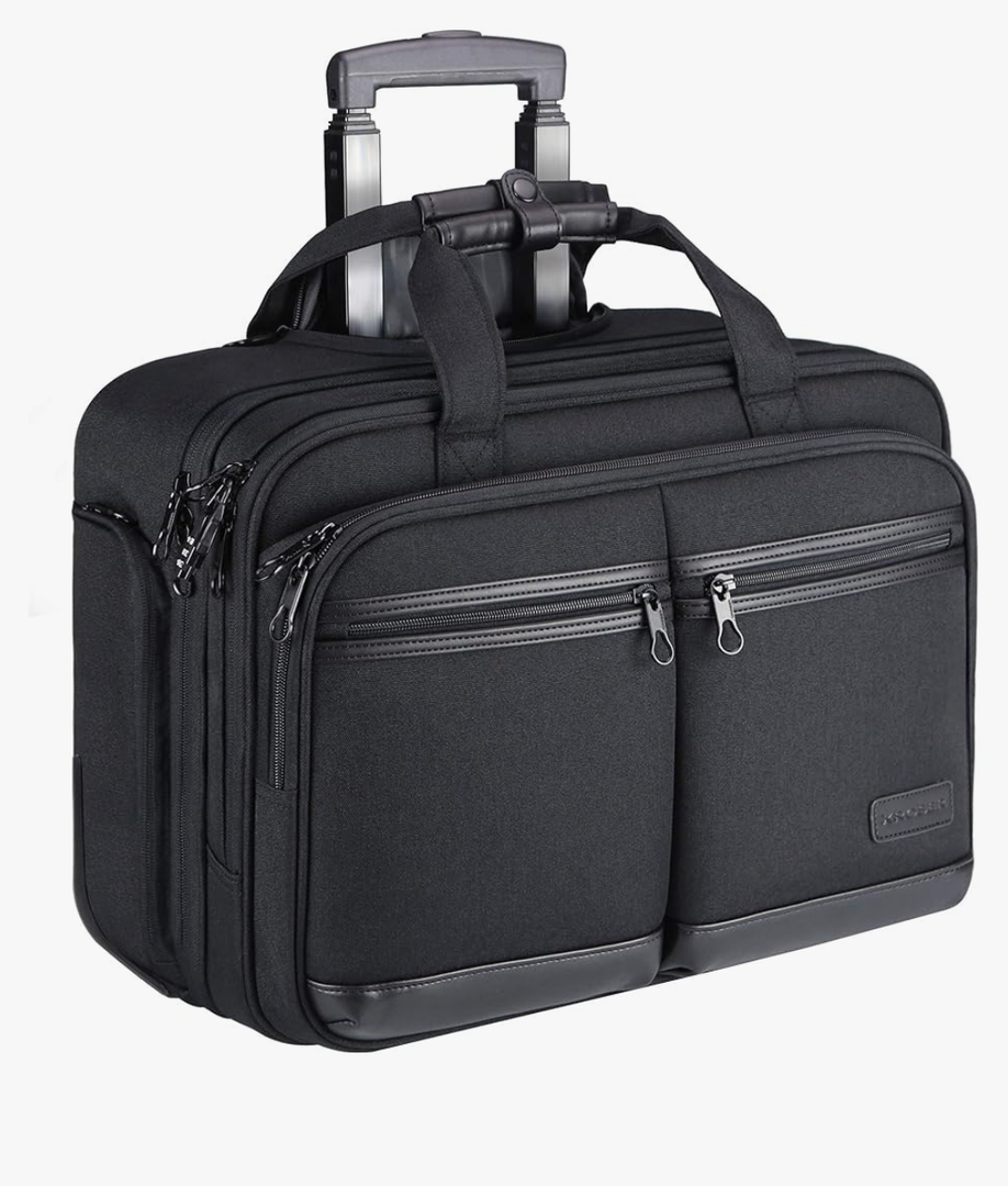 Rolling Laptop Bag Premium Briefcase Fits Up to 17.3 Inch Water-Repellent Overnight Computer Bag With