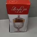 Hacaroa 76 Oz Large Plastic Apothecary Jar with Airtight Lid, Acrylic Candy Cookie Jar for Candy Buffet, Decorative Footed Wedding Container Bathroom Canister for Bath Salt, Vanity, Party, Gold Trim