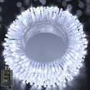 Ollny Christmas Lights 200LED 60FT Indoor, Cool White Connectable Plug in String Light Outdoor, 8 Modes Waterproof Timer LED Fairy Lights for House Outside Bedroom Patio Balcony