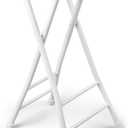Folding Stool, White 24 Inch Foldable Bar Stool with Handle