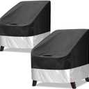 Patio Chair Covers for Outdoor Furniture Waterproof 2 Pack, Patio Sofa Cover Lounge Deep Seat Cover with Air Vent Fits up to 32"W37"D36"H inches, Black&Silver.
