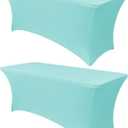 Obstal 6ft Stretch Spandex Table Cover for Standard Folding Tables - Universal Rectangular Fitted Tablecloth Protector for Wedding, Banquet and Party, 72L x 30W x 30H Inches, Blue, 2pc