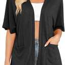 Veryoung Women's Short Sleeve Open Front Cardigan Lightweight Summer Thin Cardigans with Pockets Casual Loose Cover Up Tops, XXL