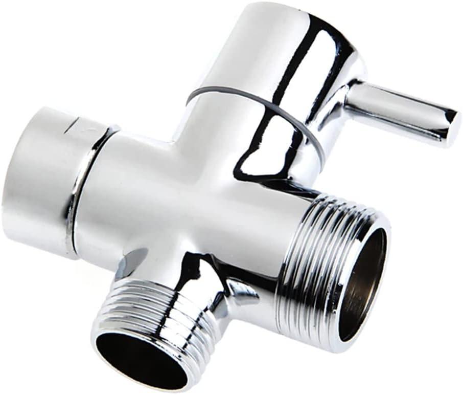 Shower Diverter Valve Replacement, 3 Way T-Adapter Shut-Off Valve for Shower Head Arm Diverter, Round G3/4 Female Inlet x G1/2 & G3/4 Outlet