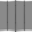 RANTILA 4 Panel Room Divider, 6 FT Folding Privacy Screen with Wide Feet, Freestanding Partition for Room Separation, Portable Room Divider Panel, 89" W x 71" H, Grey