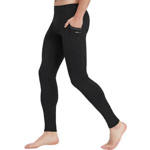 Willit Men's Active Yoga Leggings Pants Running Dance Tights with Pockets Cycling Workout Pants Quick Dry (Black), S
