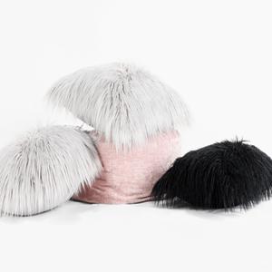 gugululu Set of 2 Faux Fur Sheepskin Throw Pillow Cover Merino Style Super Soft Fluffy Cushion Fuzzy Pillow Case New Luxury Series for Livingroom Couch Sofa Bed Home Decor(White+Dark Gray, Wool)