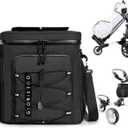 Golf Cart Cooler Bag Insulated - 12-Can Leakproof Soft Cooler Bag with Hook-and-Loop Lid, Waterproof Zippers, and Multi-Pockets for Accessories; Fits on Golf Push Cart (Black)