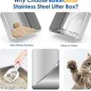Stainless Steel Litter Box with Lid, Sifting Litter Box for Pine Pellets, 17.313.410.5 Enclosed Metal Litter Boxes for Small Cats & Kittens, High Sided Anti-Leakage, Easy Cleaning, Less Tracking