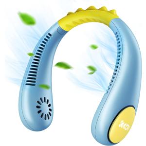 Kids Neck Fan, Portable Bladeless Fans for Kid 4-14Y Girls & Boys, 2600mAh USB Personal Mini Cooling Fan for Travel/Camping/Study, 4 Speeds, Lightweight, Compact, Perfect Summer Gifts for Kids (Blue)