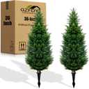 GZFDY 3Ft Artificial Cedar Topiary Trees (2-Pack) - UV Resistant Fake Shrubs with Ground Spike for Outdoor & Indoor Use, Front Porch, Garden Decor