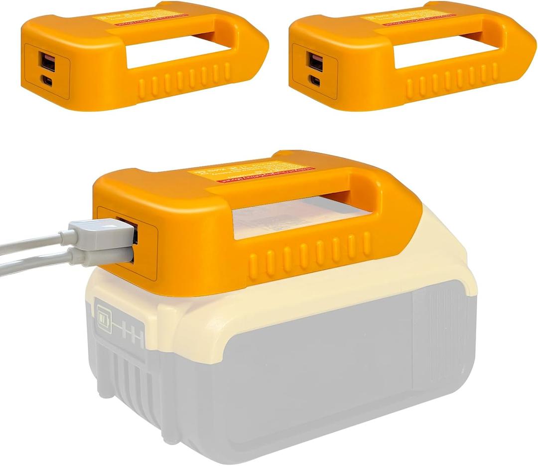 2 Pack USB Charger Adapter for Dewat 20V Battery with USB & Type-C Fast Charging Power Wheel Adapter USB Charger (Adapter Only)