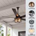 52" Weatherproof Outdoor Ceiling Fan with 4 E12 Base, Plug-in Caged Patio Fan, 6-Speed Remote & App Control, Reversible DC Motor, Matte Black