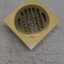 Antrader 3.9-inch Copper Shower Floor Drain with Removable Strainer Cover, Square Anti-Clogging Bathroom Accessory, Gold
